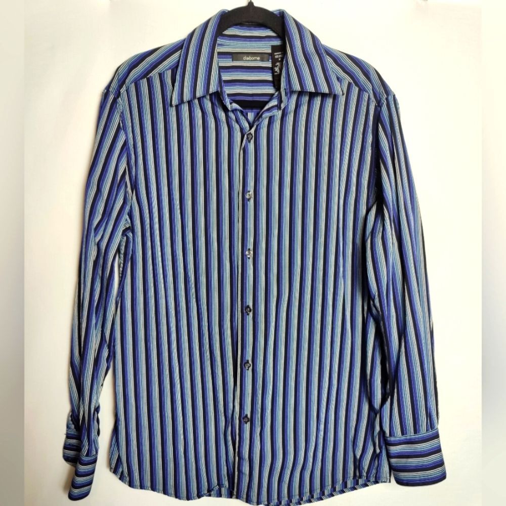 Liz Claiborne Men's Modern Fit Striped Button Up Shirt Size M